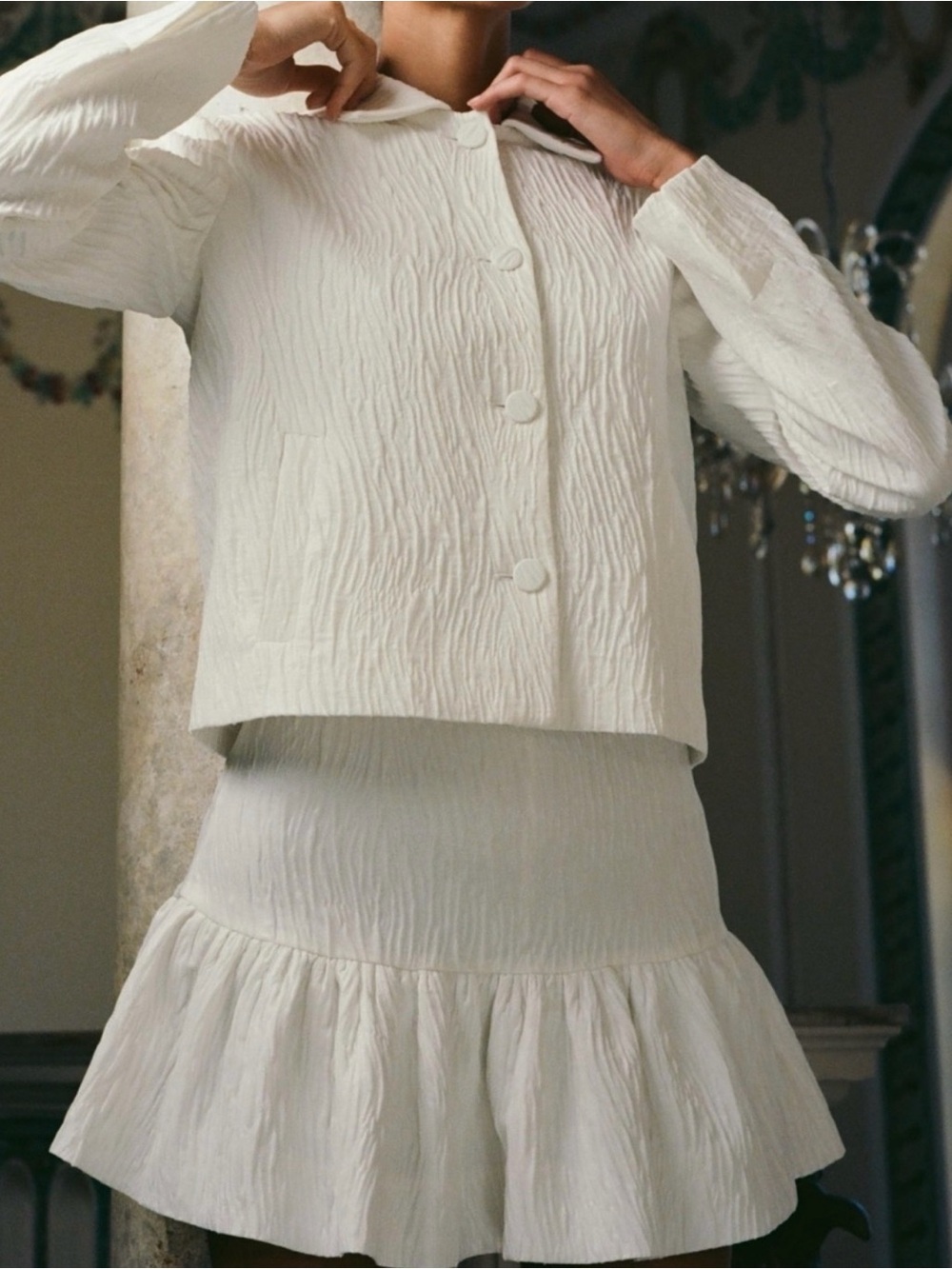 Zara White Ruffled Mini Skirt - Picture 3 of 7